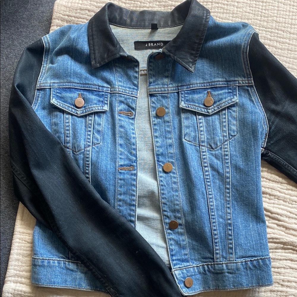 J Brand Denim Jacket with Black Sleeves